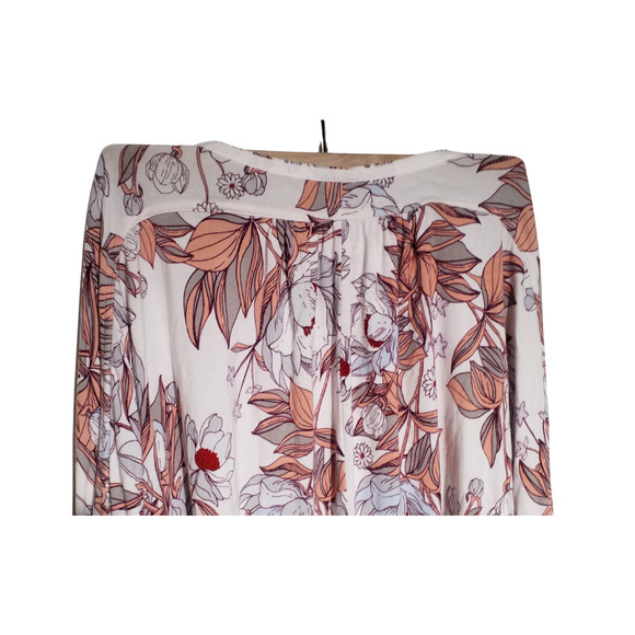 Free People Floral Button Front Top Women’s XS 3/4 Sleeve Round Neck Rayon Blend - Picture 4 of 6